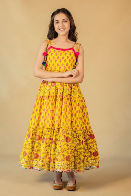 Girls Jaipuri Printed Long Dress