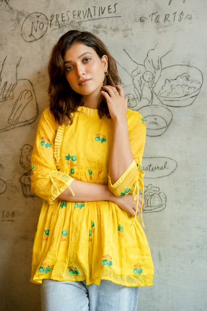 Mustard Screen Print Top