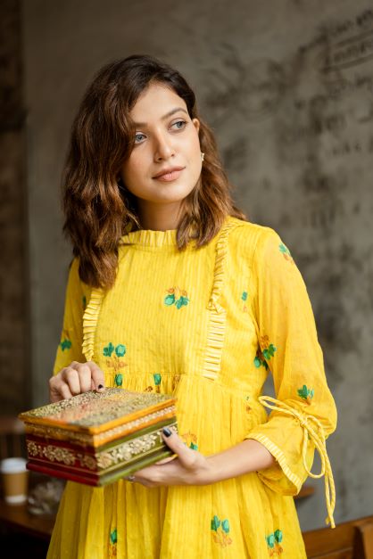 Mustard Screen Print Top